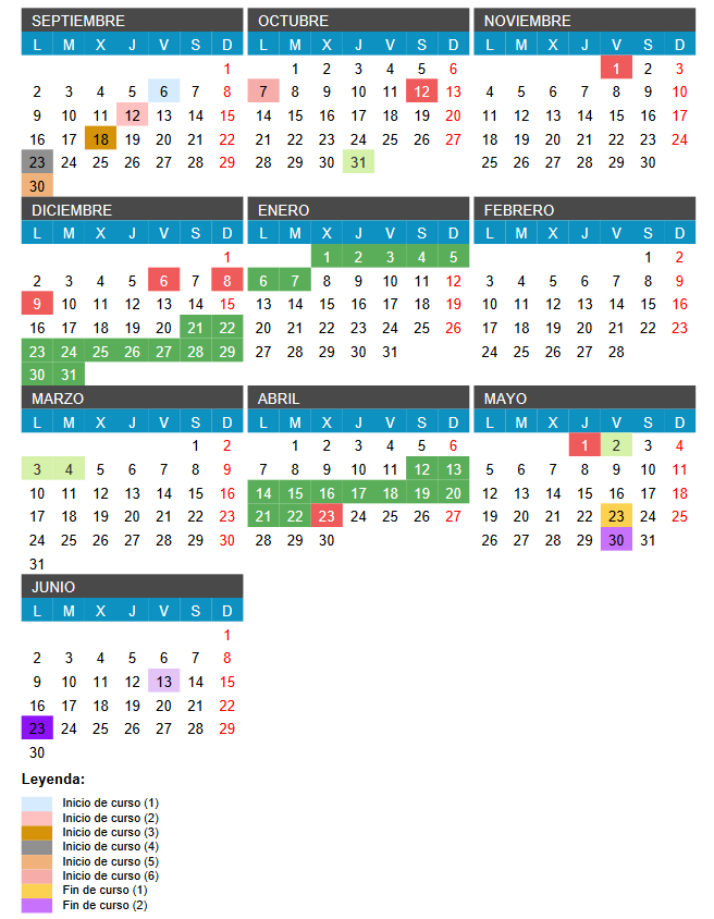 Calendario escolar 2024-25